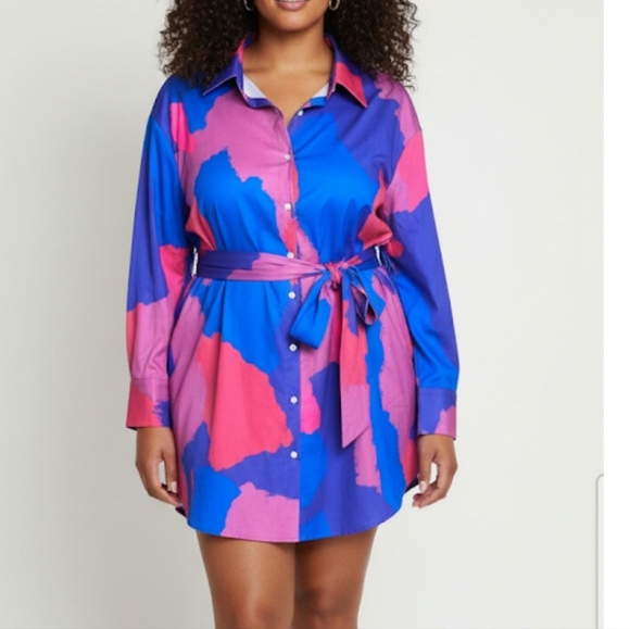 SHEIN Dresses & Skirts - Plus Size Pink Collared Shirt Dress
